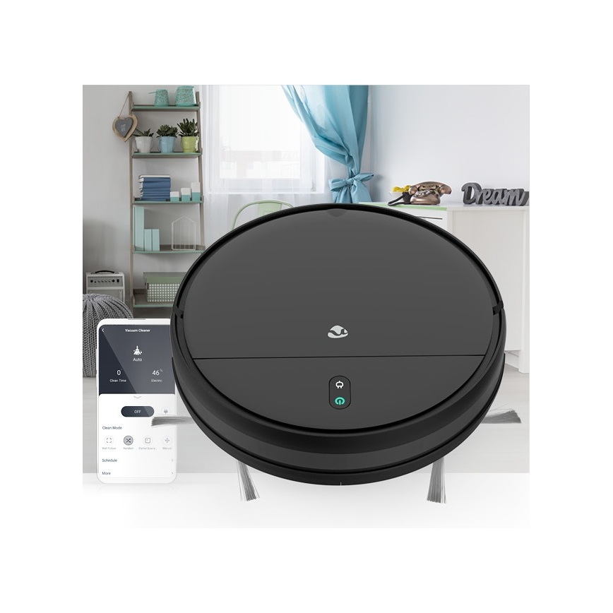 Intelligenter Saugroboter mit Wischfunktion 28W/2500 mAh WLAN Schwarz + Fernbedienung