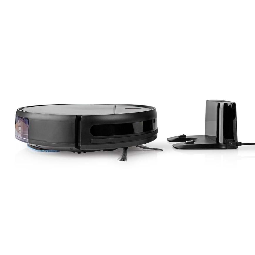 Intelligenter Saugroboter mit Wischfunktion 28W/2500 mAh WLAN Schwarz + Fernbedienung