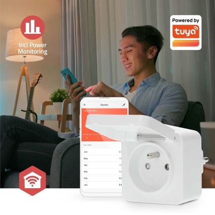 Intelligente Steckdose Smartlife 3680W/230V/ Typ E/16A Wi-Fi Tuya IP44