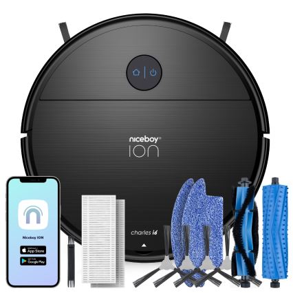 Niceboy ION Charles i6 - Intelligenter 2-in-1 Saugroboter 2600 mAh Wi-Fi Schwarz