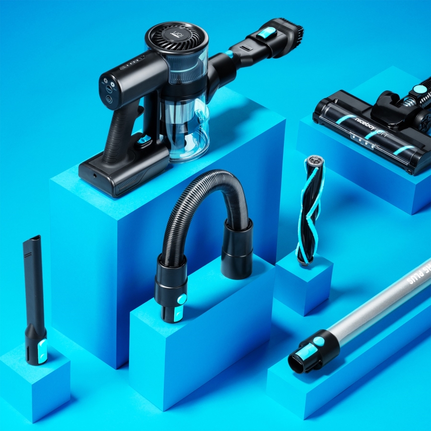 Niceboy ION Hurricane H5 Plus - Kabelloser 2-in-1 Stabstaubsauger 140W/2200 mAh Schwarz