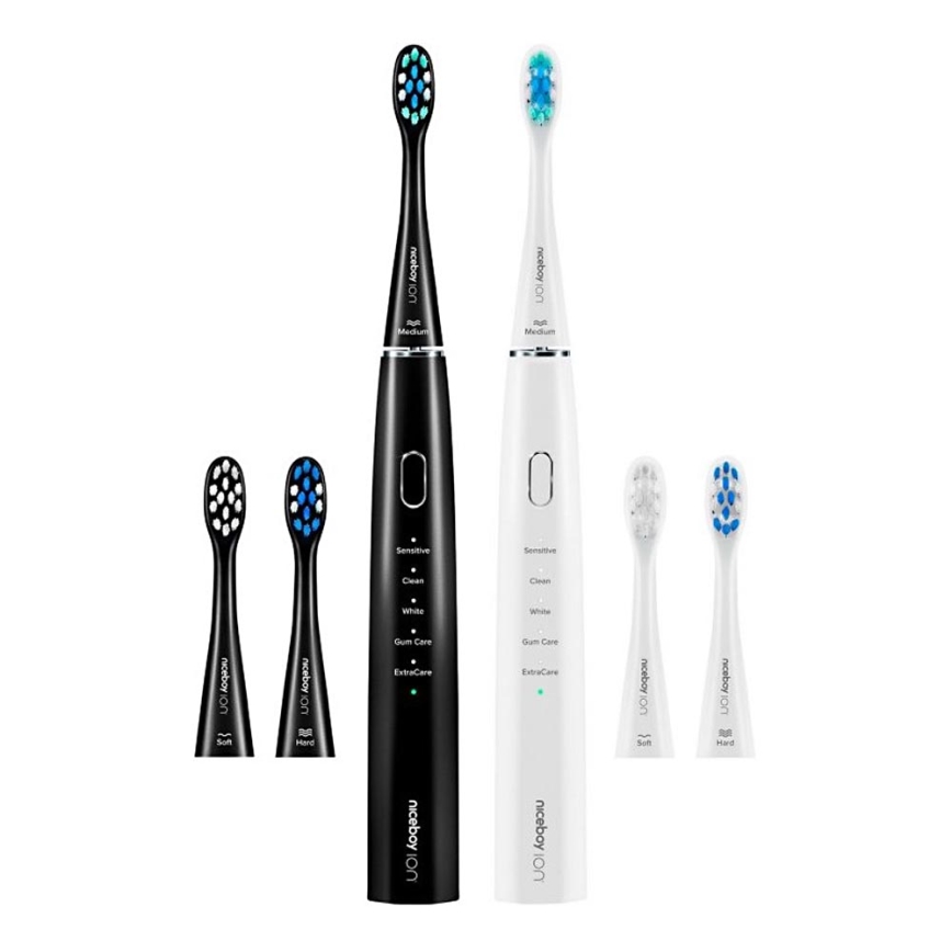 Niceboy ION Sonic Duo Pack - SET 2x Schallzahnbürste IPX7 schwarz + weiß