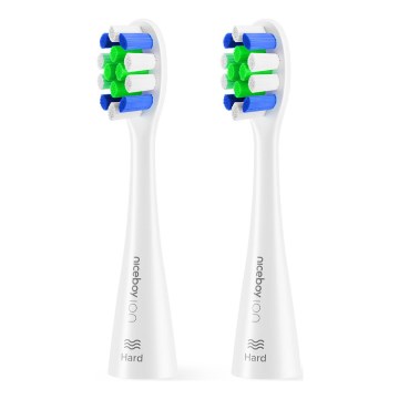 Niceboy - SET 2x Ersatzbürstenkopf Lite Hard für ION Sonic Zahnbürste weiß