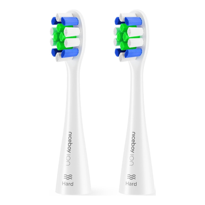 Niceboy - SET 2x Ersatzbürstenkopf Lite Hard für ION Sonic Zahnbürste weiß