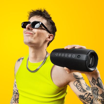 Niceboy Titan 4 - LED kabelloser Lautsprecher mit Mikrofon und Powerbank-Funktion 50W/4000 mAh IPX7 Schwarz