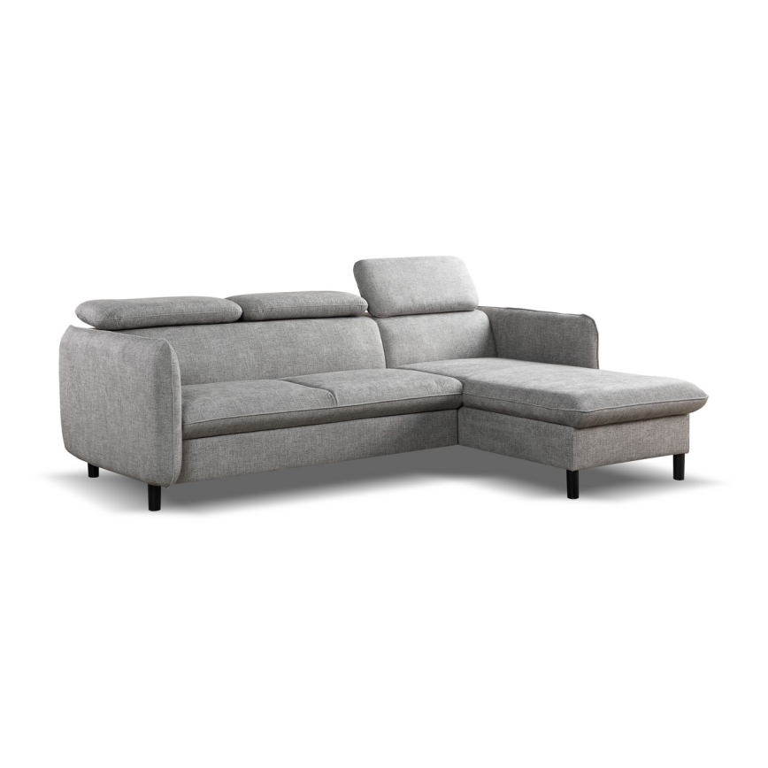 NISA Ecksofa mit Schlaffunktion und Stauraum, L-Form, grau, rechts