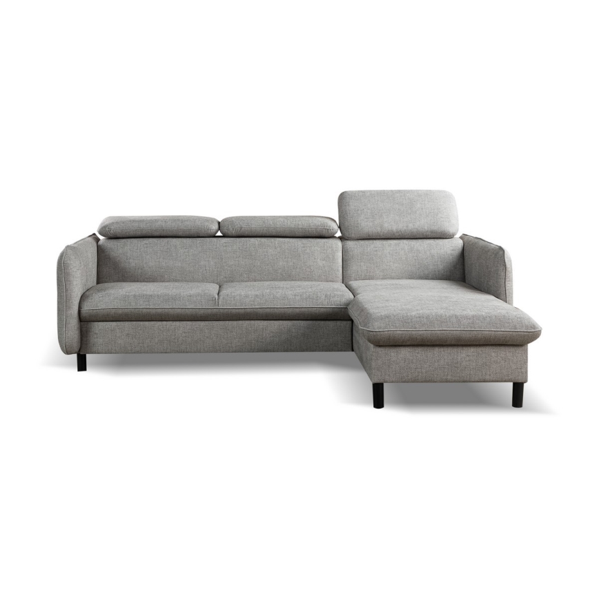 NISA Ecksofa mit Schlaffunktion und Stauraum, L-Form, grau, rechts