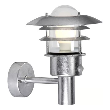 Nordlux - Außenwandleuchte mit Bewegungsmelder LONSTRUP 1xE27/60W/230V IP44 silber