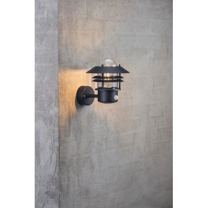 Nordlux - Outdoor-Wandleuchte mit Sensor BLOKHUS 1xE27/60W/230V IP54 schwarz