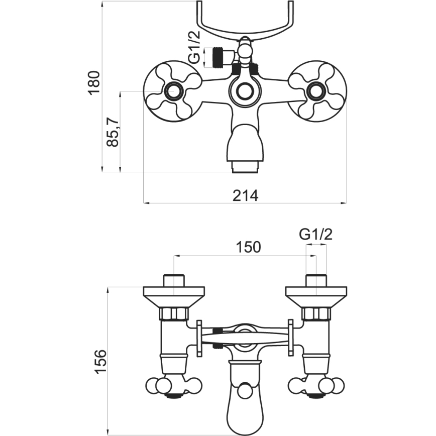 Novaservis - Badewannenset mit Armatur TITANIA RETRO hochglanzverchromt