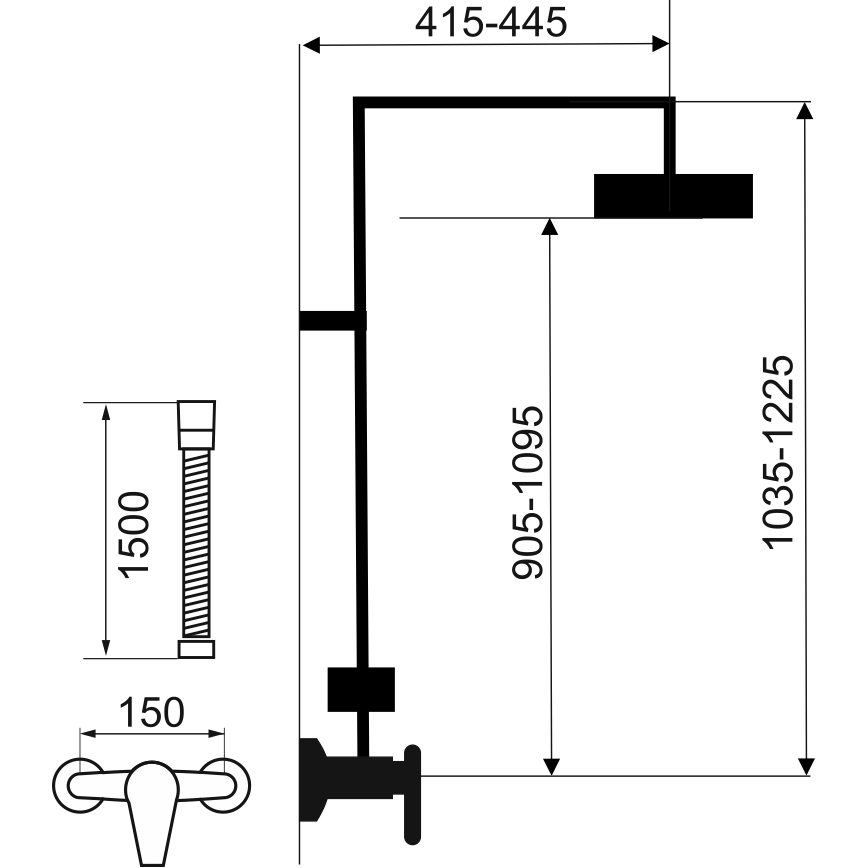 Novaservis - Dusch-Set mit Armatur METALIA ECO matt schwarz