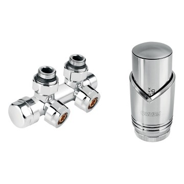 Novaservis - Set für Heizkörper mit Mittelanschluss, Eckausführung, glänzender Chrom