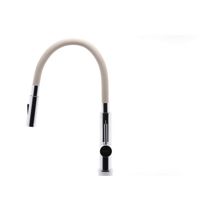 Novaservis - Wasserhahn (Armatur) mit flexiblem Arm glänzendes Chrom/beige