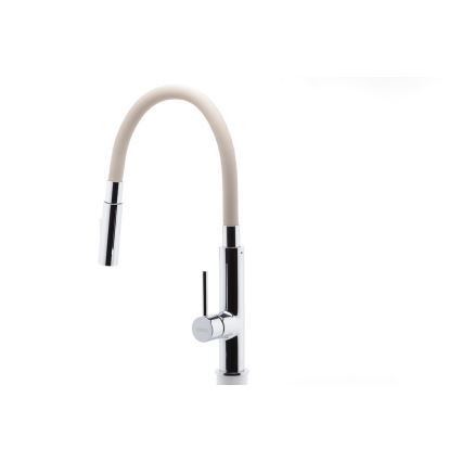Novaservis - Wasserhahn (Armatur) mit flexiblem Arm glänzendes Chrom/beige