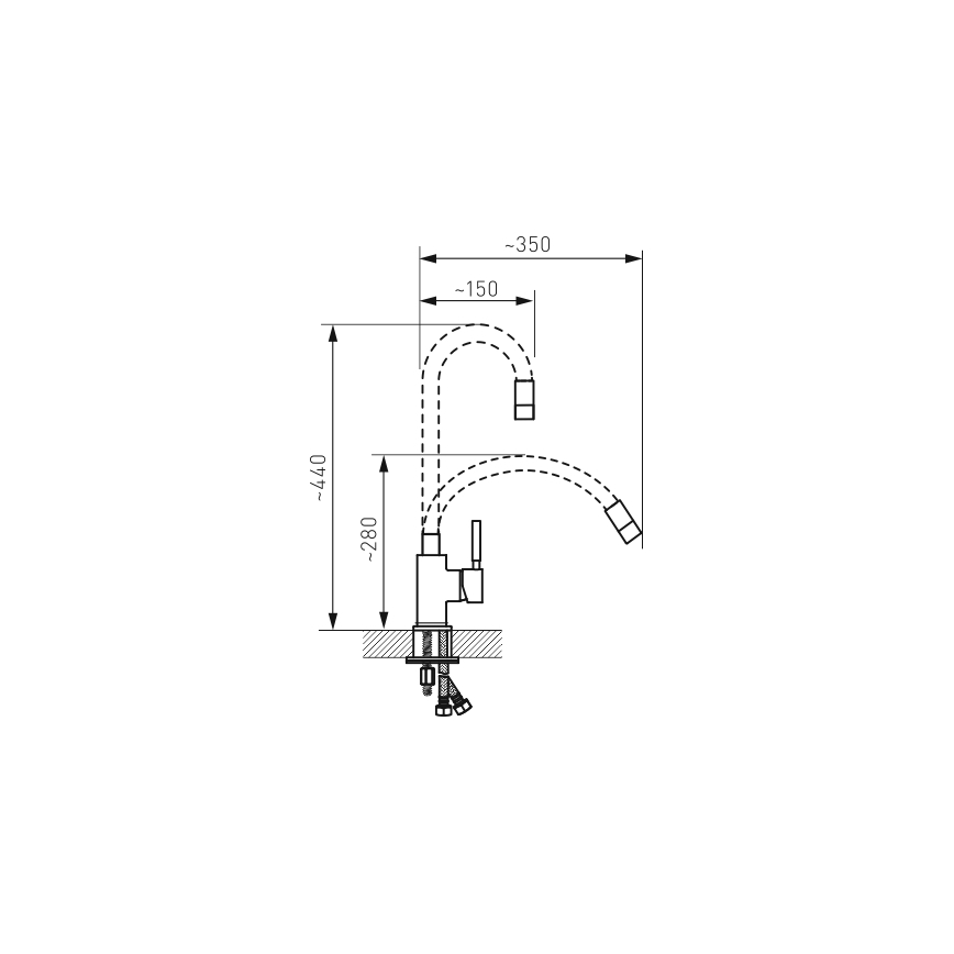 Novaservis - Wasserhahn (Armatur) mit flexiblem Arm glänzendes Chrom/grau