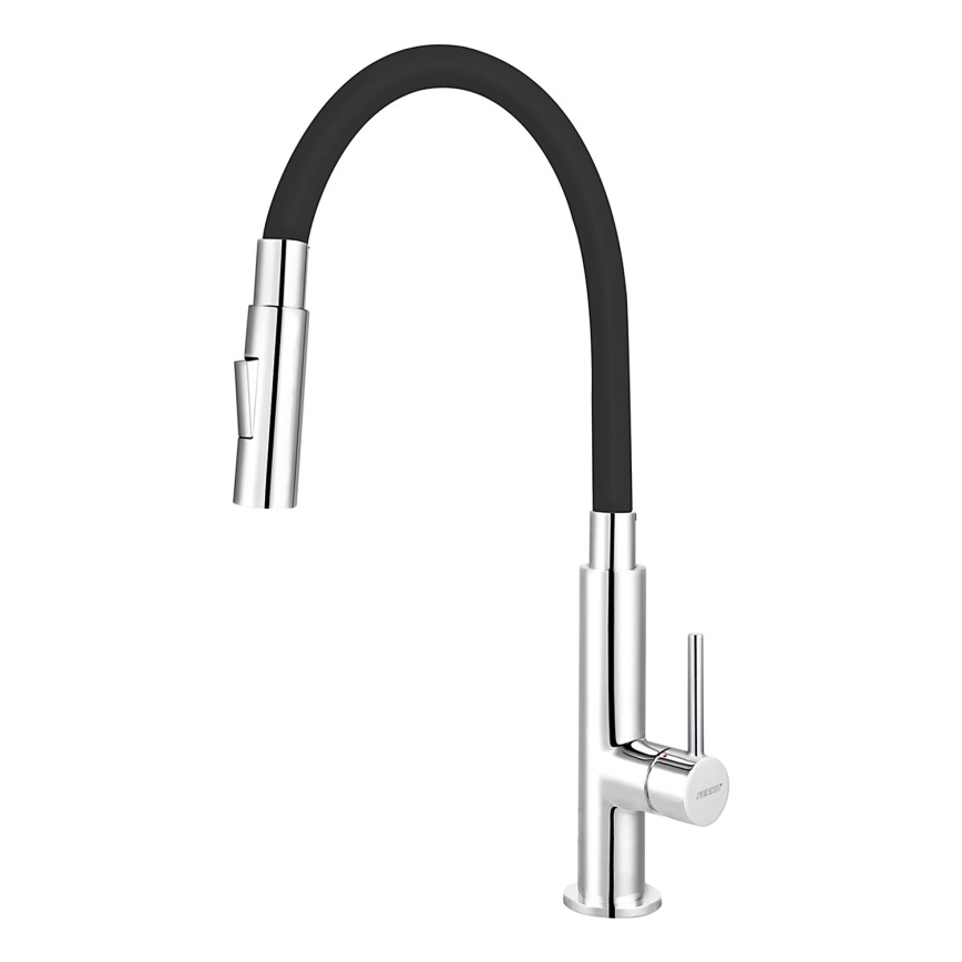 Novaservis - Wasserhahn (Armatur) mit flexiblem Arm glänzendes Chrom/schwarz