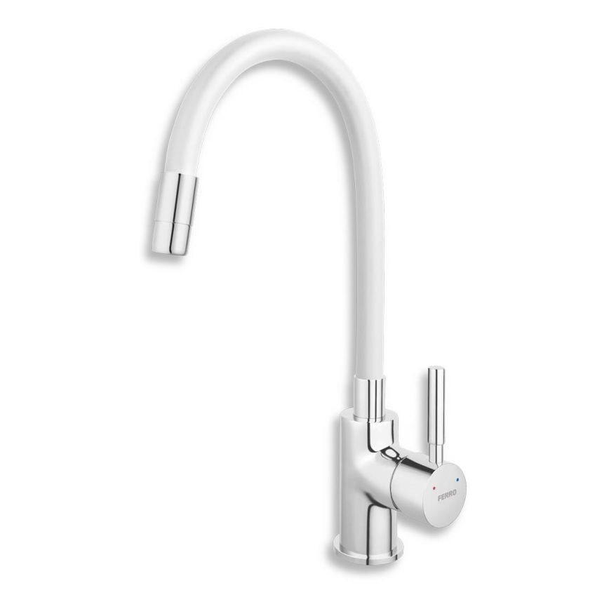 Novaservis - Wasserhahn (Armatur) mit flexiblem Arm glänzendes Chrom/weiß