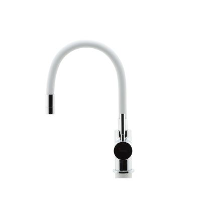 Novaservis - Wasserhahn (Armatur) mit flexiblem Arm glänzendes Chrom/weiß