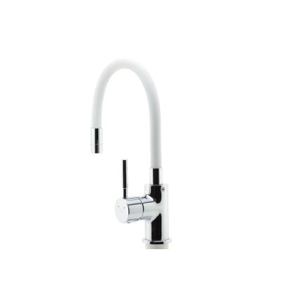 Novaservis - Wasserhahn (Armatur) mit flexiblem Arm glänzendes Chrom/weiß