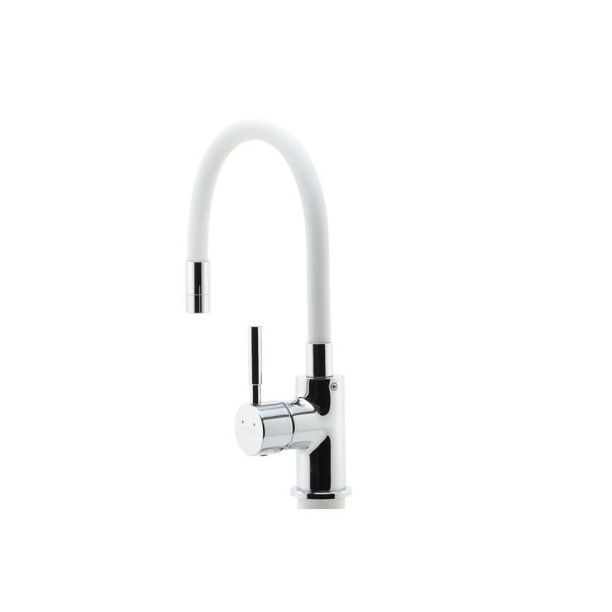 Novaservis - Wasserhahn (Armatur) mit flexiblem Arm glänzendes Chrom/weiß