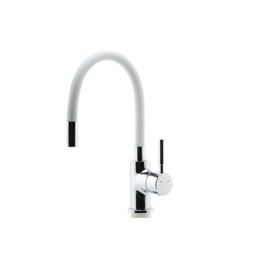 Novaservis - Wasserhahn (Armatur) mit flexiblem Arm glänzendes Chrom/weiß