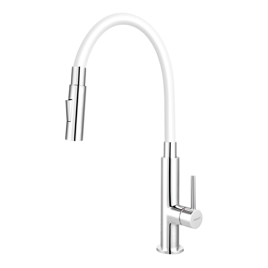 Novaservis - Wasserhahn (Armatur) mit flexiblem Arm glänzendes Chrom/weiß