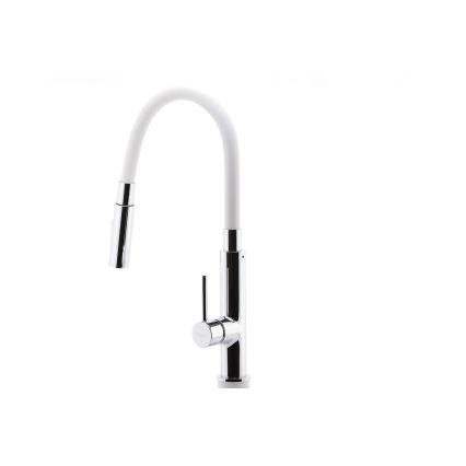 Novaservis - Wasserhahn (Armatur) mit flexiblem Arm glänzendes Chrom/weiß