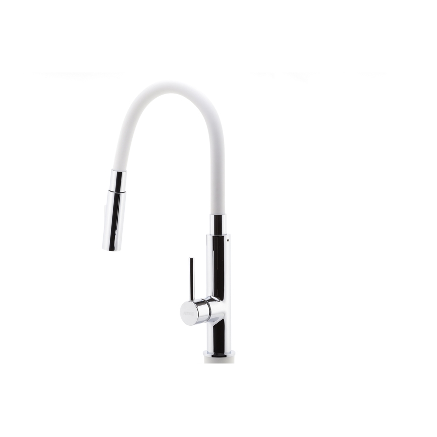 Novaservis - Wasserhahn (Armatur) mit flexiblem Arm glänzendes Chrom/weiß