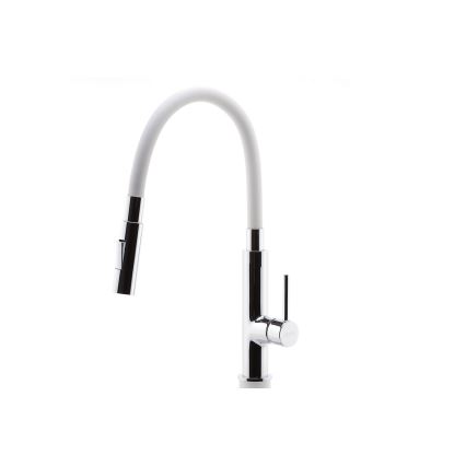 Novaservis - Wasserhahn (Armatur) mit flexiblem Arm glänzendes Chrom/weiß