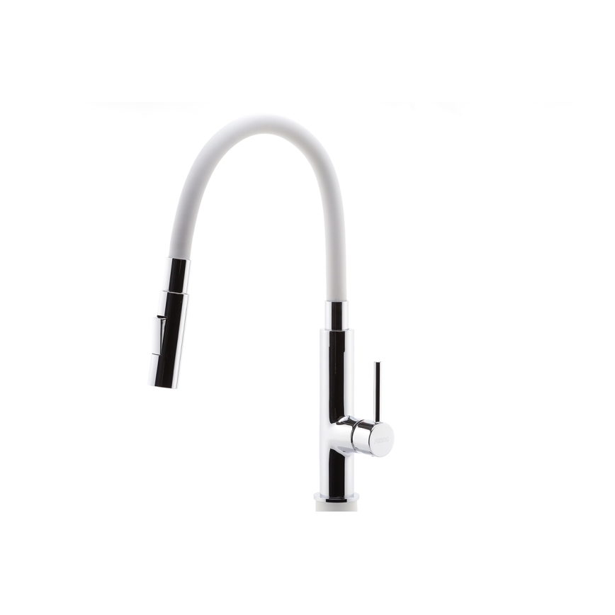 Novaservis - Wasserhahn (Armatur) mit flexiblem Arm glänzendes Chrom/weiß