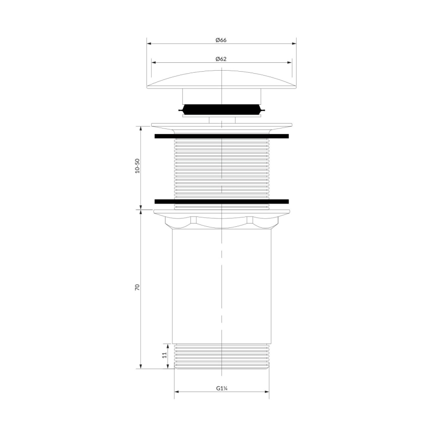 OMNIRES A716BL - Waschbeckenablauf CLICK-CLACK Ø 6,6 cm, matt schwarz