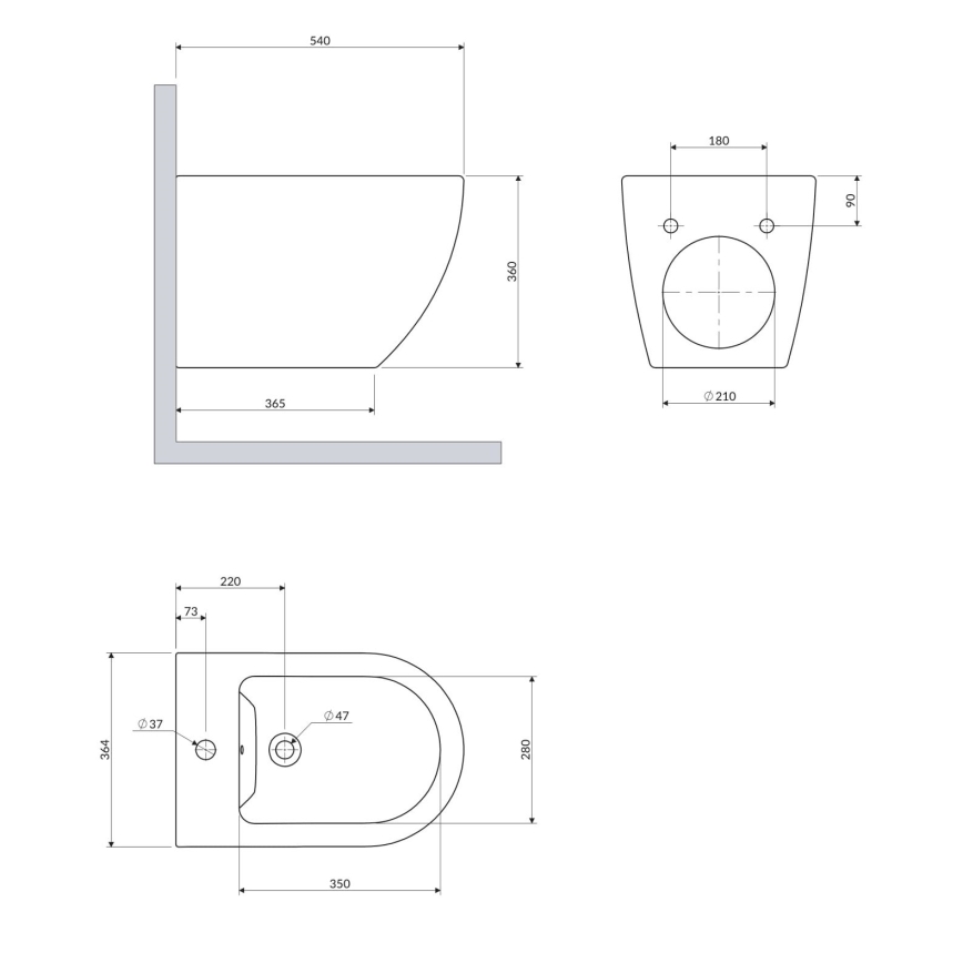 OMNIRES OTTAWACMBIBP - Wandhängendes Bidet OTTAWA Keramik/Hochglanzweiß