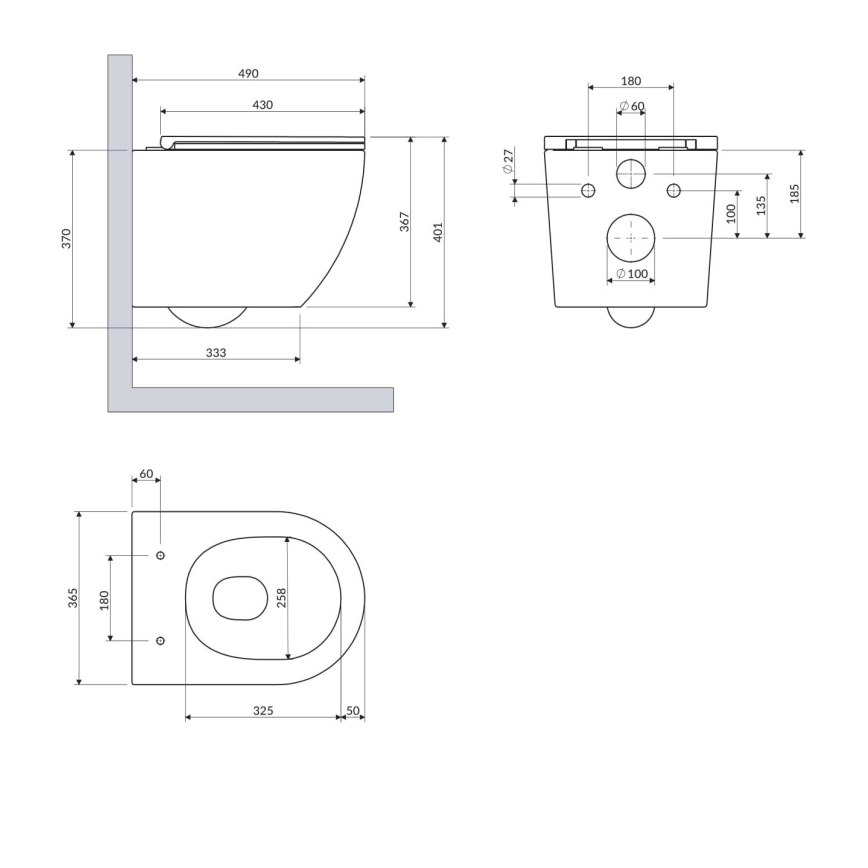 OMNIRES OTTAWASPXMWBM - Wand-WC mit SoftClose-Sitz OTTAWA Keramik/mattweiß