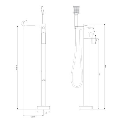 OMNIRES PM7433CR - Freistehendes Badewannenset mit PARMA Armatur, glänzender Chrom