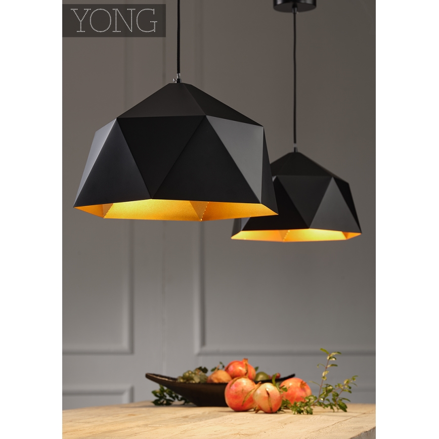 ONLI - Hängeleuchte an Schnur YONG 1xE27/22W/230V schwarz d 46 cm