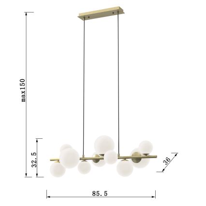 ONLI - Hängeleuchte PALOMA 10xG9/10W/230V golden