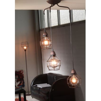 ONLI - Hängeleuchte SPINNE 3xE27/15W/230V schwarz/braun