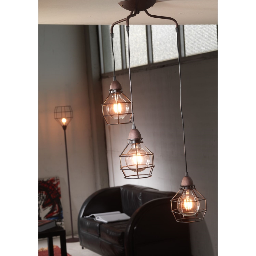 ONLI - Hängeleuchte SPINNE 3xE27/15W/230V schwarz/braun