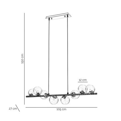 ONLI - Pendelleuchte an Kabel KIMBERLY 8xG9/6W/230V Hochglanzchrom