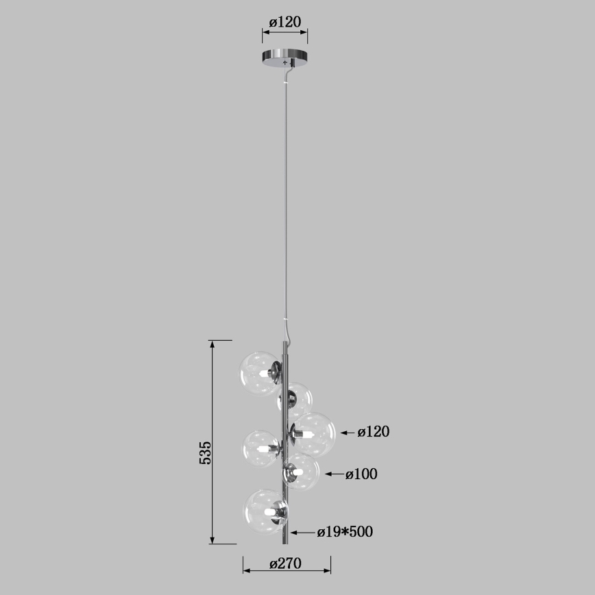 ONLI - Pendelleuchte an Stahlseil KIMBERLY 6xG9/6W/230V glänzender Chrom