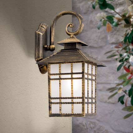 Outdoor-Wandleuchte KIKO 1xE27/11W/230V IP44 bronzen/Patina