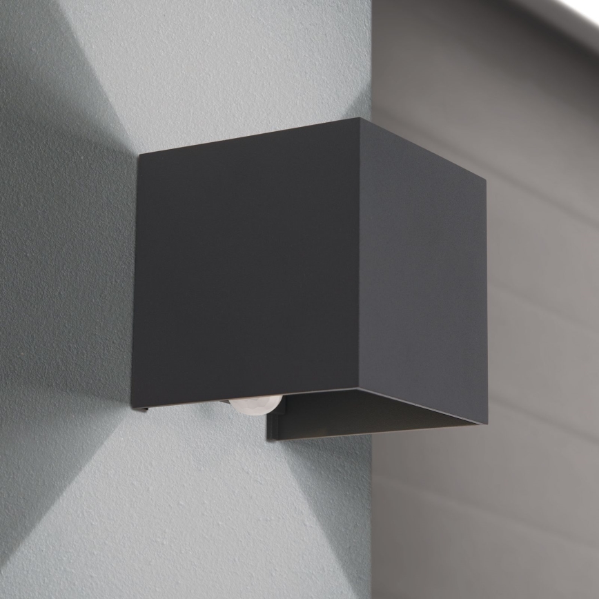 LED-Outdoor-Wandleuchte mit Bewegungs- und Dämmerungssensor CUBE-S LED/13W/230V IP54 anthrazit