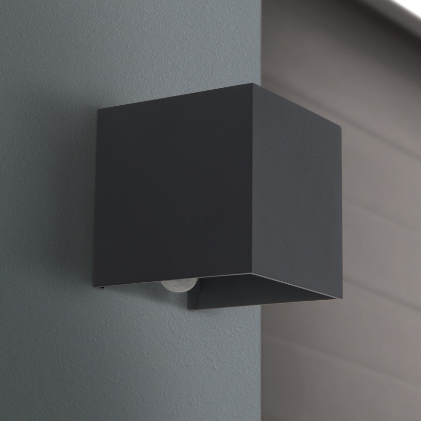 LED-Outdoor-Wandleuchte mit Bewegungs- und Dämmerungssensor CUBE-S LED/13W/230V IP54 anthrazit