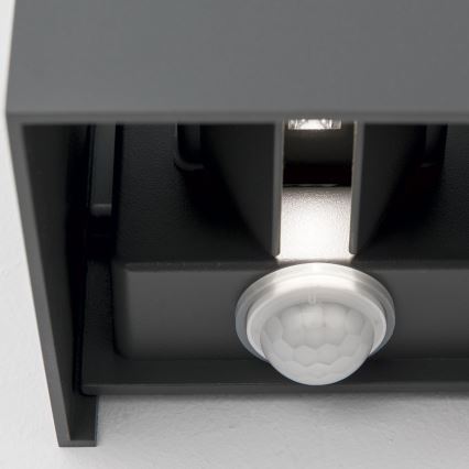 LED-Outdoor-Wandleuchte mit Bewegungs- und Dämmerungssensor CUBE-S LED/13W/230V IP54 anthrazit