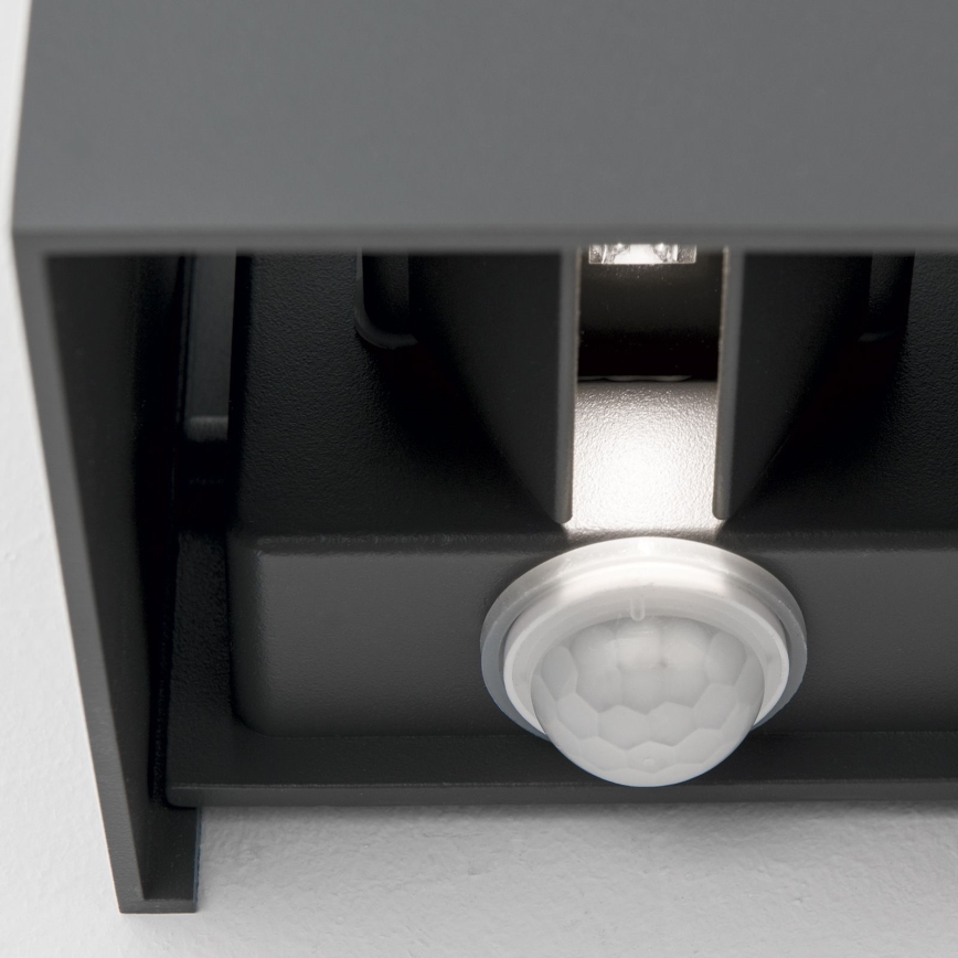 LED-Outdoor-Wandleuchte mit Bewegungs- und Dämmerungssensor CUBE-S LED/13W/230V IP54 anthrazit
