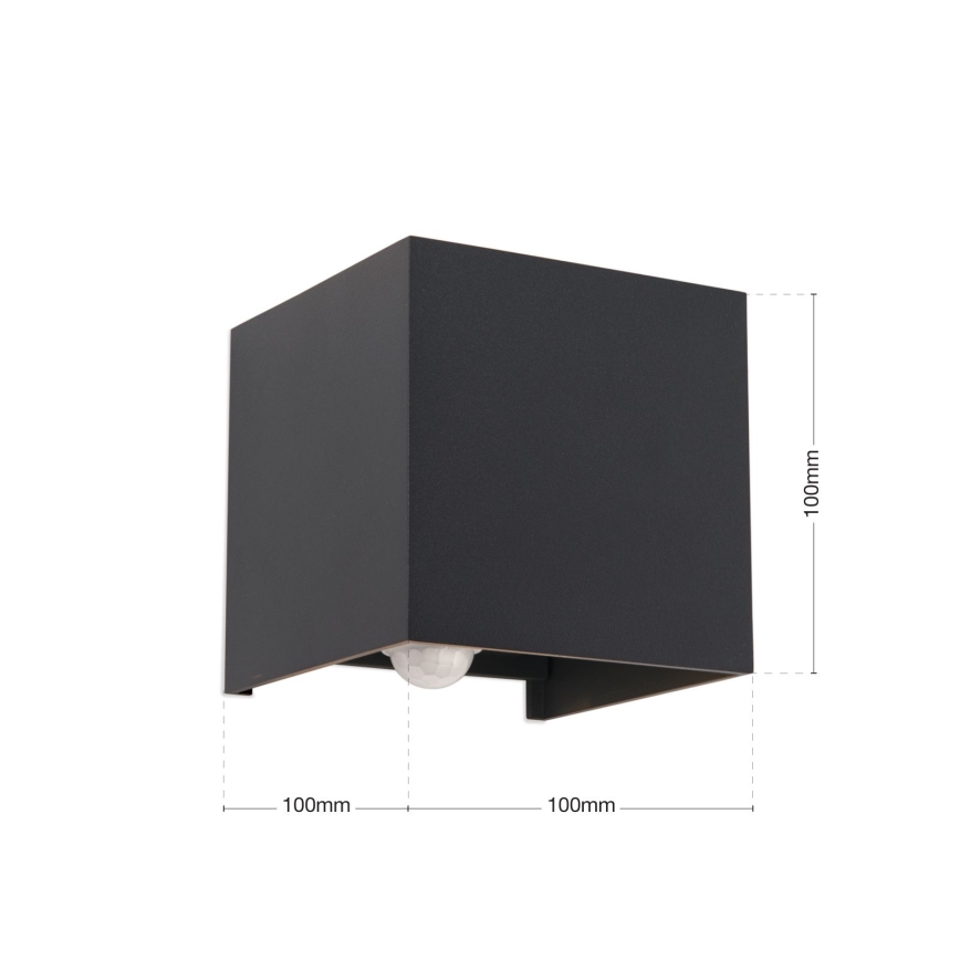 LED-Outdoor-Wandleuchte mit Bewegungs- und Dämmerungssensor CUBE-S LED/13W/230V IP54 anthrazit