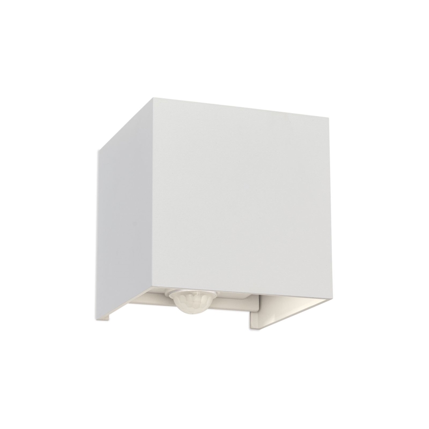 LED-Outdoor-Wandleuchte mit Bewegungs- und Dämmerungssensor CUBE-S LED/13W/230V IP54 weiß