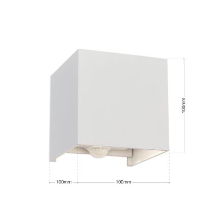 LED-Outdoor-Wandleuchte mit Bewegungs- und Dämmerungssensor CUBE-S LED/13W/230V IP54 weiß