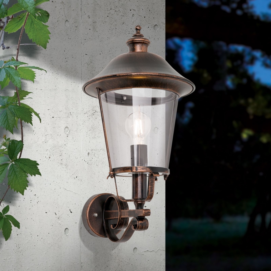Outdoor-Wandleuchte KENZO 1xE27/100W/230V IP44 bronzen/Patina