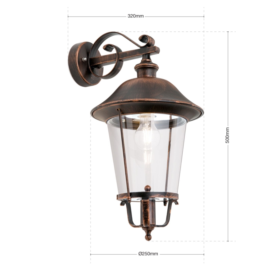 Outdoor-Wandleuchte KENZO 1xE27/100W/230V IP44 bronzen/Patina